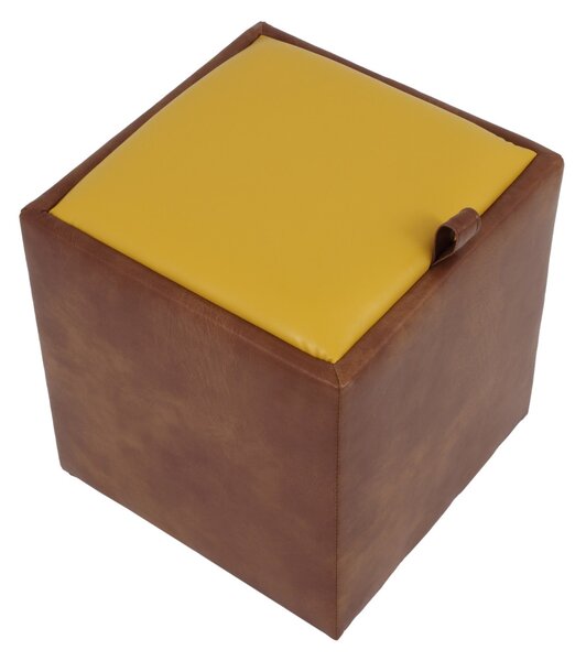 Box puff - műbőr, konyak/sárga - 8070/22168