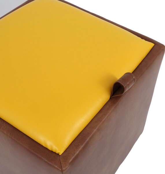 Box puff - műbőr, konyak/sárga - 8070/22168