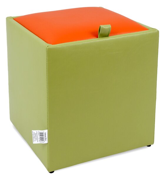 Box puff - műbőr, zöld/narancssárga - 21899/21895