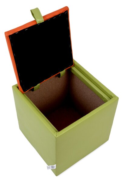 Box puff - műbőr, zöld/narancssárga - 21899/21895