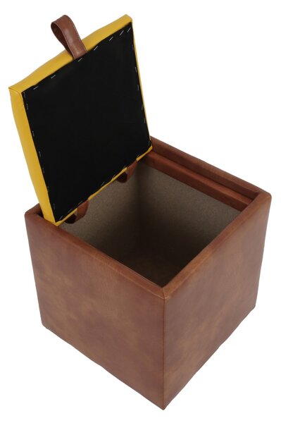 Box puff - műbőr, konyak/sárga - 8070/22168