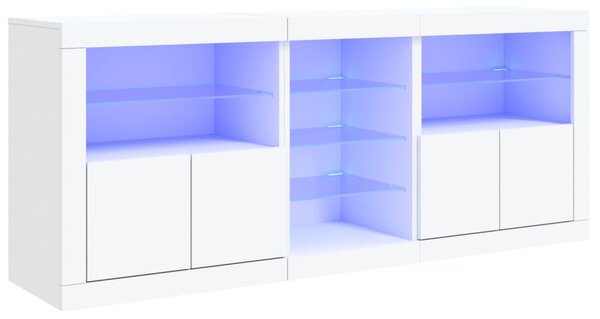 Fehér tálalószekrény LED-világítással 162 x 37 x 67 cm