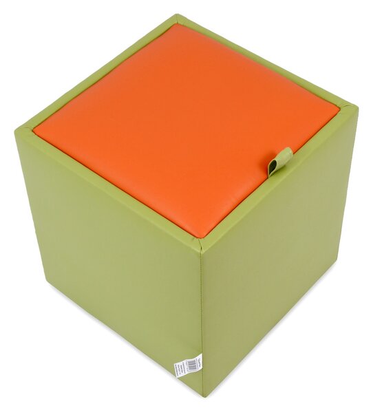Box puff - műbőr, zöld/narancssárga - 21899/21895