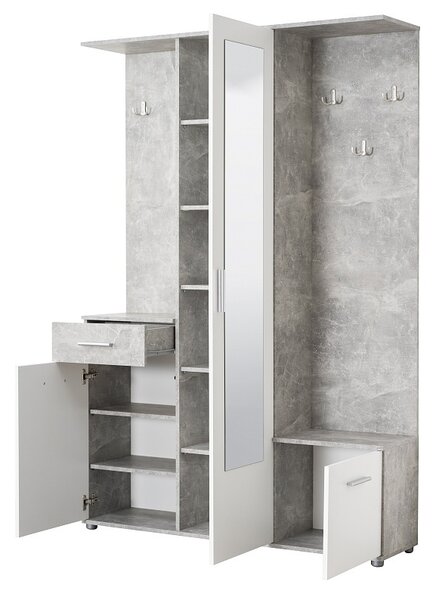 Devon előszobafal (Színek: beton/fehér)
