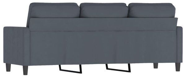 3 személyes sötétszürke bársony kanapé 180 cm