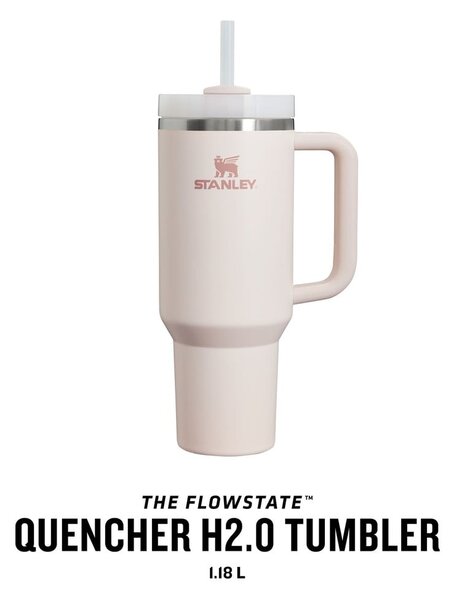 Világos rózsaszín rozsdamentes acél termosz szívószállal 1,18 l Quencher H2.0 FlowState Tumbler Rose Quartz – Stanley
