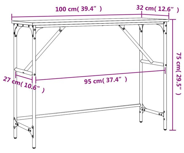 Füstös tölgy színű szerelt fa tálalóasztal 100x32x75 cm
