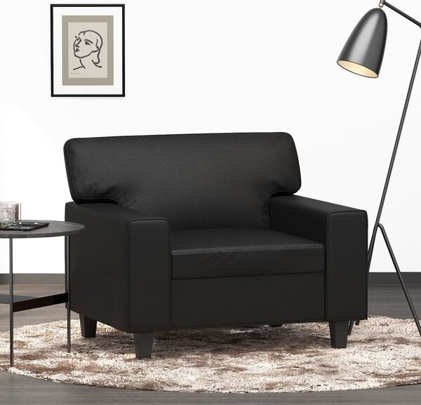 Fekete műbőr kanapéfotel 60 cm