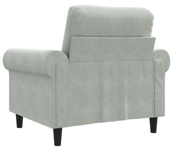 Világosszürke bársony kanapéfotel 60 cm