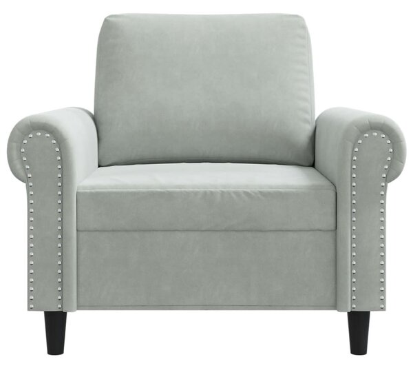 Világosszürke bársony kanapéfotel 60 cm