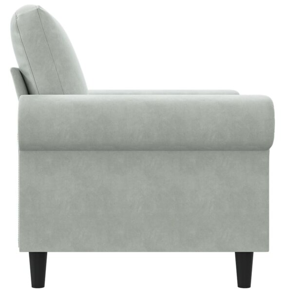 Világosszürke bársony kanapéfotel 60 cm