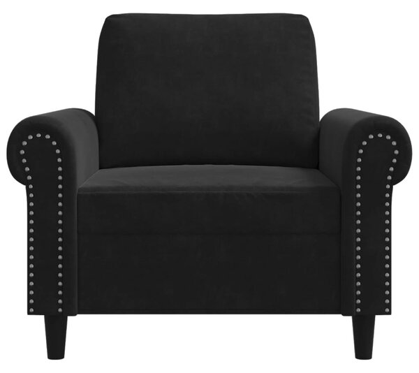 Fekete bársony kanapéfotel 60 cm