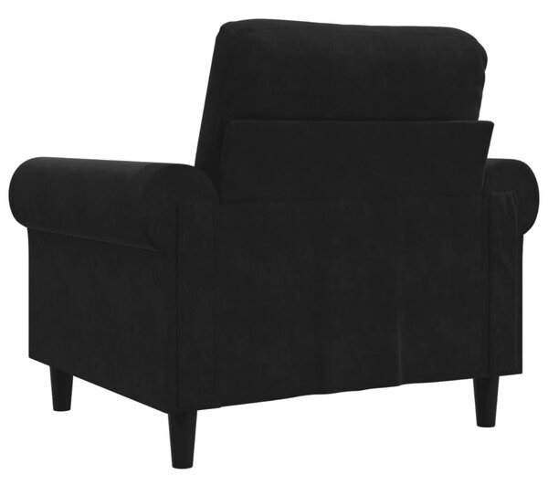 Fekete bársony kanapéfotel 60 cm