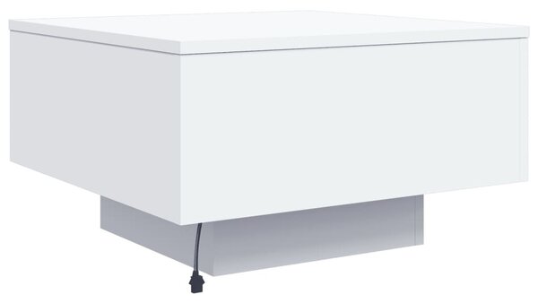 Fehér dohányzóasztal LED-lámpákkal 55 x 55 x 31 cm