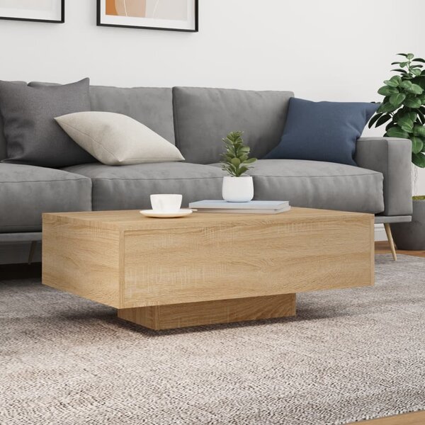 Sonoma tölgy színű dohányzóasztal LED-lámpákkal 85 x 55 x 31 cm