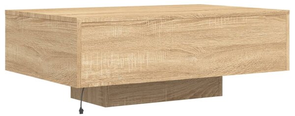 Sonoma tölgy színű dohányzóasztal LED-lámpákkal 85 x 55 x 31 cm