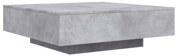 Betonszürke dohányzóasztal LED-lámpákkal 100 x 100 x 31 cm