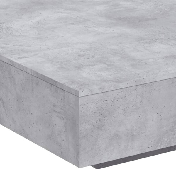 Betonszürke dohányzóasztal LED-lámpákkal 100 x 100 x 31 cm