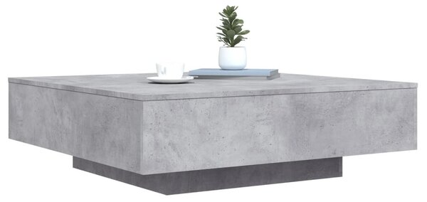 Betonszürke dohányzóasztal LED-lámpákkal 100 x 100 x 31 cm