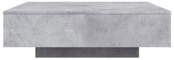 Betonszürke dohányzóasztal LED-lámpákkal 100 x 100 x 31 cm