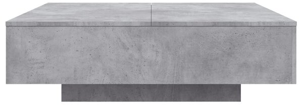 Betonszürke dohányzóasztal LED-lámpákkal 100 x 100 x 31 cm