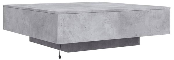 Betonszürke dohányzóasztal LED-lámpákkal 100 x 100 x 31 cm