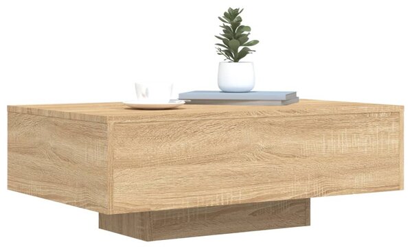 Sonoma tölgy színű dohányzóasztal LED-lámpákkal 85 x 55 x 31 cm