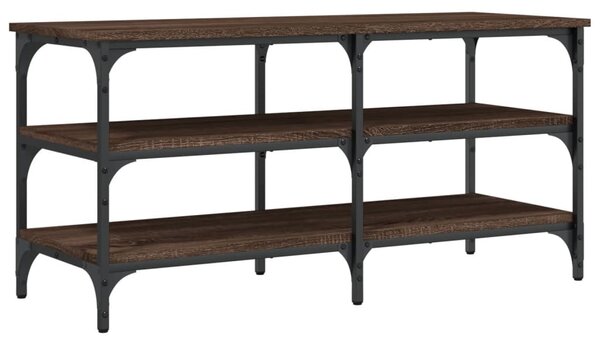 Barna tölgy színű szerelt fa cipőtároló pad 100 x 38,5 x 49 cm