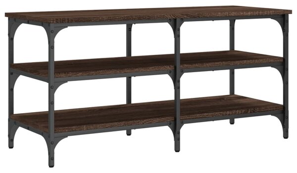 Barna tölgy színű szerelt fa cipőtároló pad 100 x 38,5 x 49 cm
