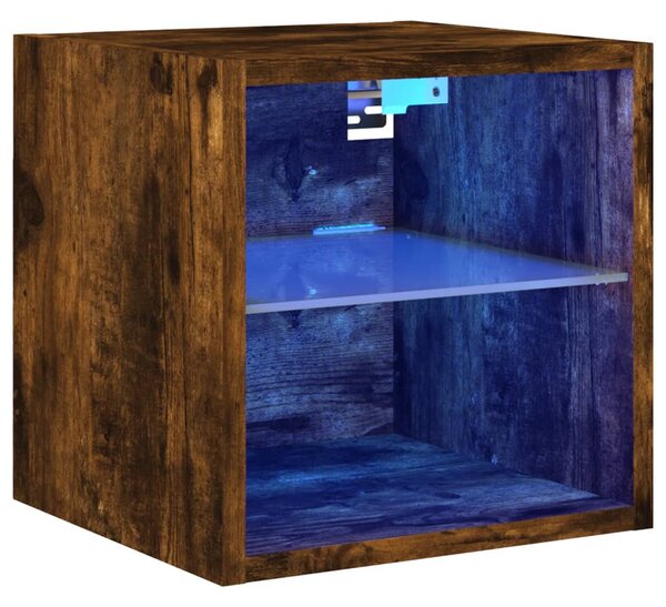 Füstös tölgy színű fali TV-szekrény LED-ekkel 30 x 28,5 x 30 cm
