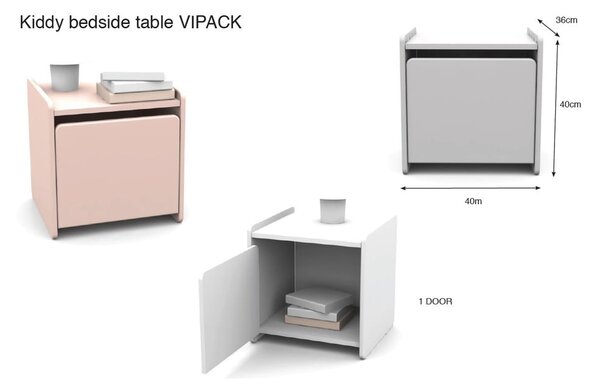 Kiddy fehér gyerek éjjeliszekrény - Vipack