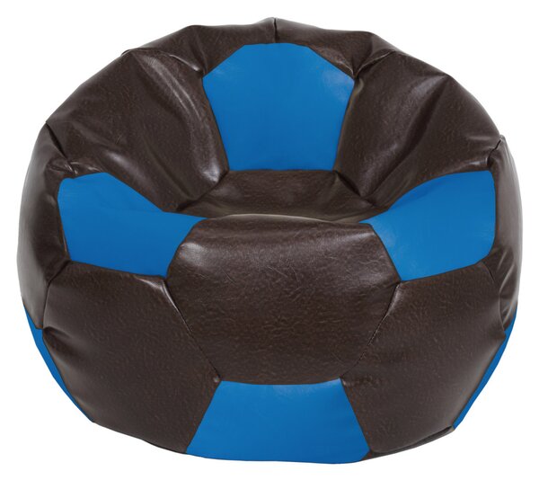 Mega Ball babzsákfotel - műbőr - barna/kék - 400 liter