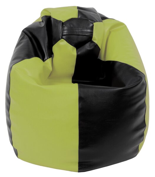 Mara babzsákfotel - műbőr - fekete/zöld - 200 liter