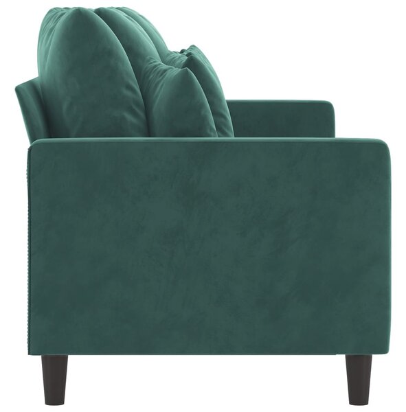 3 személyes sötétszöld bársony kanapé 180 cm