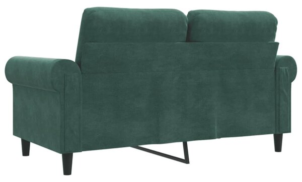 Kétszemélyes sötétzöld bársony kanapé 120 cm