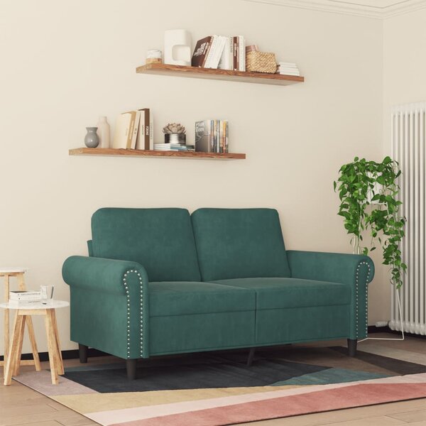 Kétszemélyes sötétzöld bársony kanapé 120 cm