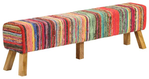 Többszínű chindi szövet és tömör mangófa pad 160 cm