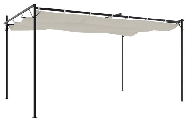 Krémszínű pergola behúzható tetővel 395 x 292 x 230 cm