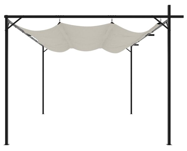 Krémszínű pergola behúzható tetővel 395 x 292 x 230 cm