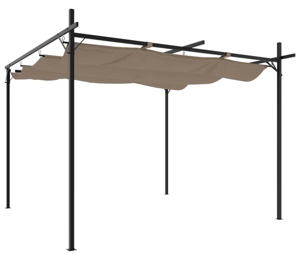 Tópszínű pergola behúzható tetővel 295 x 292 x 230 cm