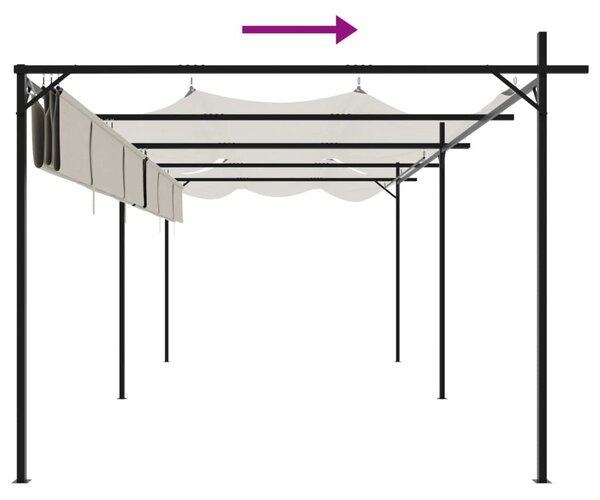 Krémszínű pergola behúzható tetővel 589 x 292 x 230 cm