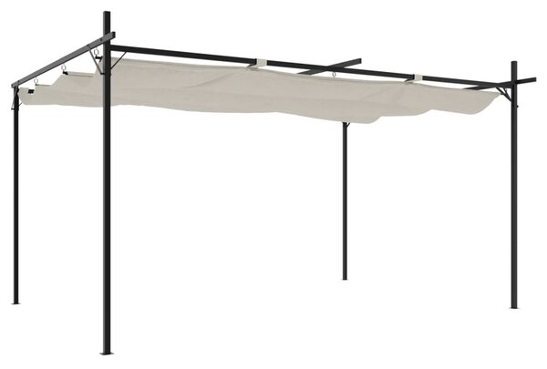 Krémszínű pergola behúzható tetővel 395 x 292 x 230 cm