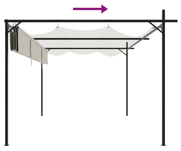 Krémszínű pergola behúzható tetővel 395 x 292 x 230 cm
