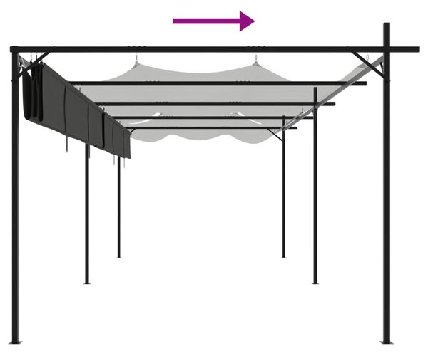 Antracitszürke pergola behúzható tetővel 589 x 292 x 230 cm