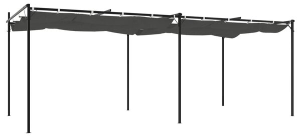 Antracitszürke pergola behúzható tetővel 589 x 292 x 230 cm