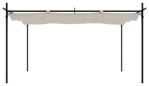 Krémszínű pergola behúzható tetővel 395 x 292 x 230 cm