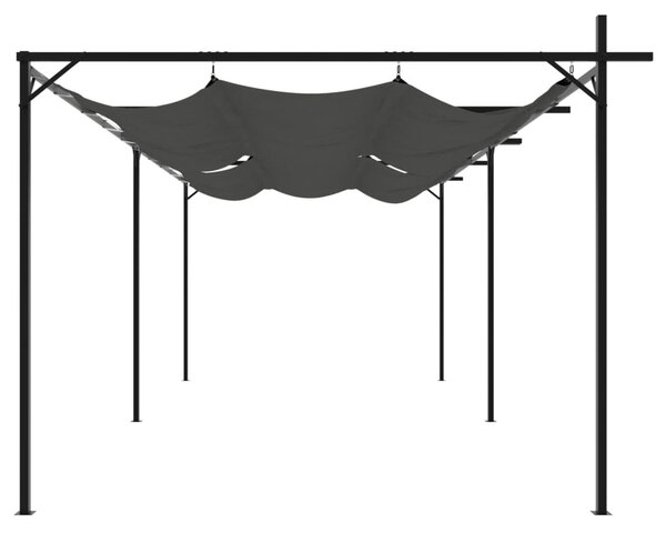 Antracitszürke pergola behúzható tetővel 589 x 292 x 230 cm