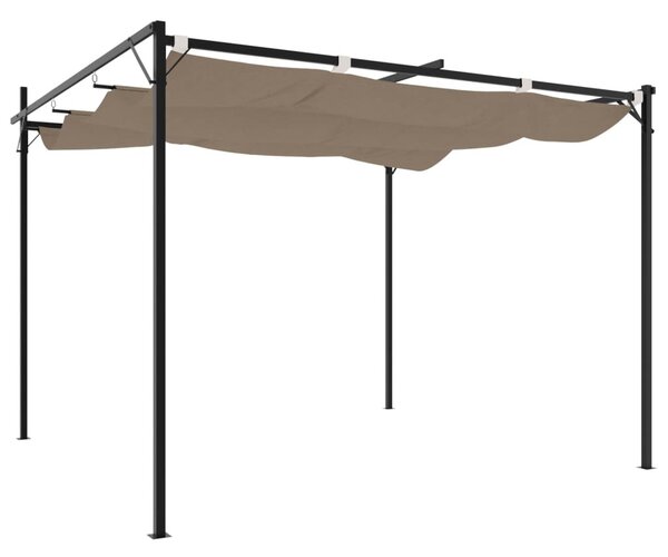 Tópszínű pergola behúzható tetővel 295 x 292 x 230 cm