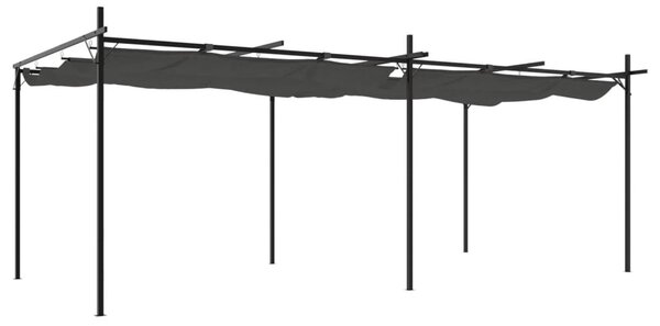 Antracitszürke pergola behúzható tetővel 589 x 292 x 230 cm