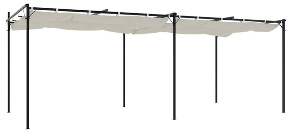 Krémszínű pergola behúzható tetővel 589 x 292 x 230 cm